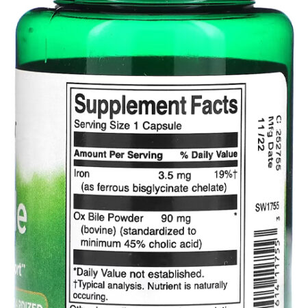 Bile De Boi Ox Bile 90mg Swanson Padronizado 60 Cápsulas - Imagem 3