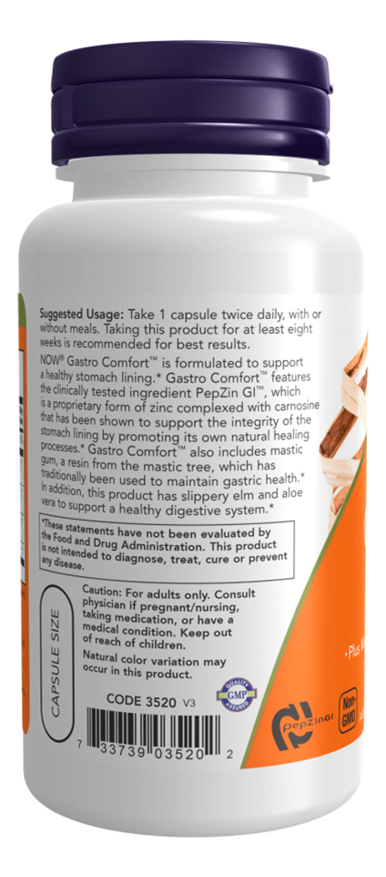 Gastro Comfort Com Pepzin Gi 60 Cáps Importado 2un Now Foods
