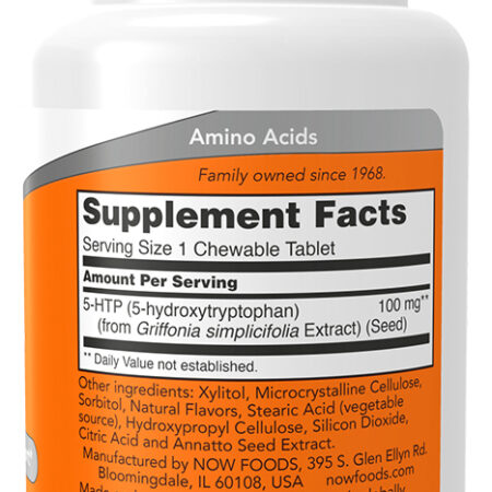 5-htp 100mg Now Foods 90 Chewables Importado 5un - Imagem 2