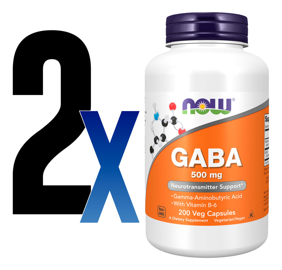 Ácido Gaba 500mg Now Foods Com Vitamina B-6 200 Veg Caps 2un Sabor Sem Sabor - Imagem 3