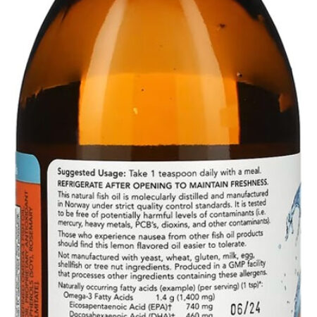 Ômega-3 Fish Oil 200ml Sabor Limão Importado 4un Now Foods - Imagem 3