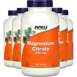 Citrato De Magnésio 200mg 250 Tab Importado 5un Now Foods