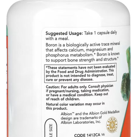 Boron 3mg Now Foods 250 Veg Caps Importado 5un - Imagem 4