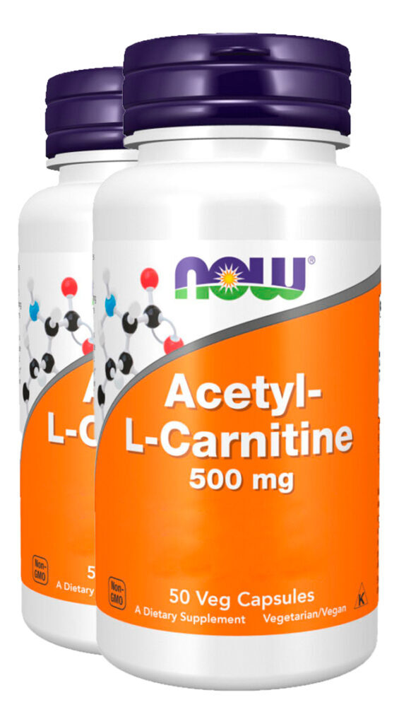 Acetil L-carnitina 500mg 50veg Caps Importado 2un Now Foods