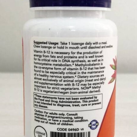 Methyl B12 Metilcobalamina 5000mcg 60 Caps Sublingual - Now Sabor Without Flavor - Imagem 7