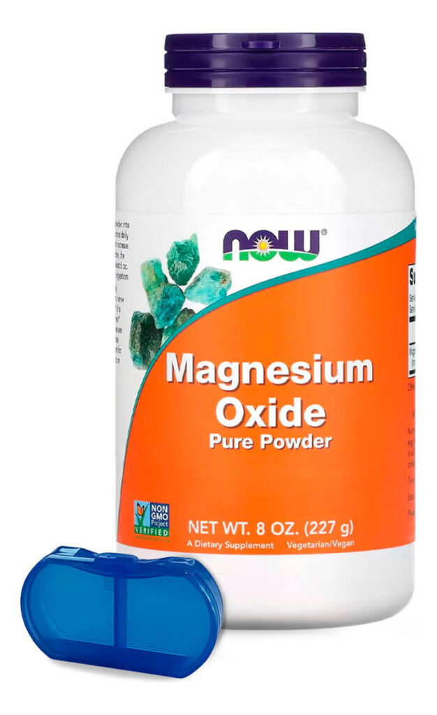 Óxido De Magnésio Em Pó Now Foods 227g + Porta Cápsulas