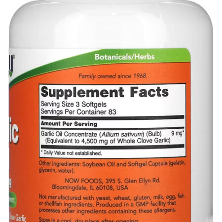 Óleo De Alho 1500mg Now Foods Now Foods Garlic Oil 250solftg - Imagem 2