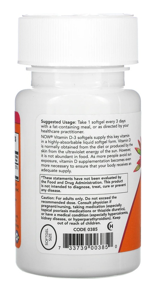 Now Foods Vitamina D3 250mcg Alta Potência 240 Softgels 4un - Imagem 4