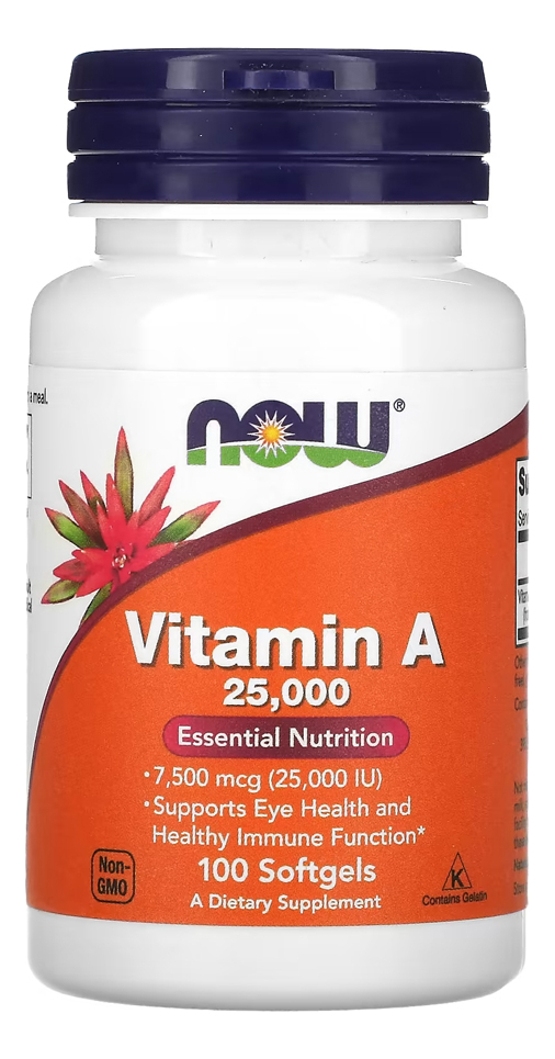 Vitamina A 7.500mcg Now Foods 100 Softgels Importado
