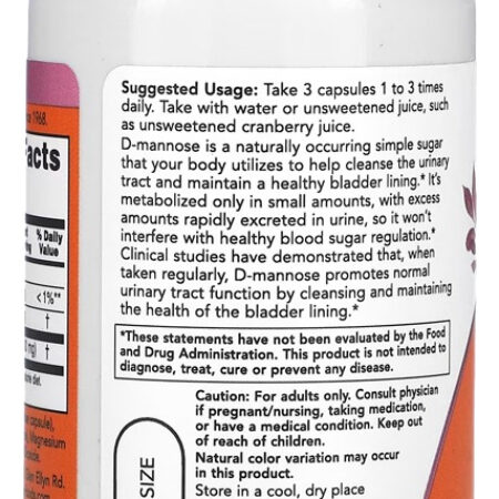 D-manose 500mg Now Foods 60 Cápsulas +porta Cápsulas - Imagem 3
