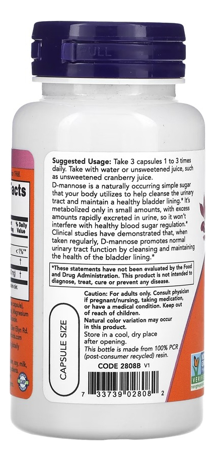 D-manose 500mg Now Foods 60 Cápsulas +porta Cápsulas - Imagem 3