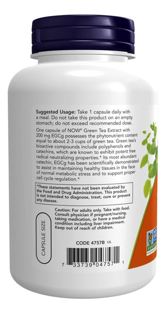 Egcg Extrato De Chá Verde 400 Mg 180 Cápsulas Now Foods Eua Sabor Sem Sabor 01/12/2026 - Imagem 2