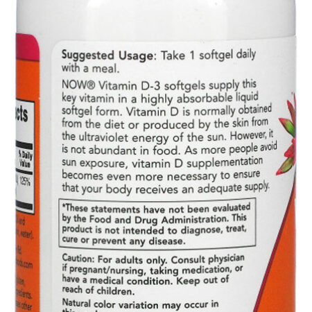 Vitamina D3 1.000ui Now Foods 360softgels + Porta Cápsulas - Imagem 3