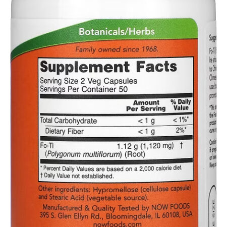 Fo-ti 560mg (he Shou Wu) Now Foods 100veg Caps - Imagem 2