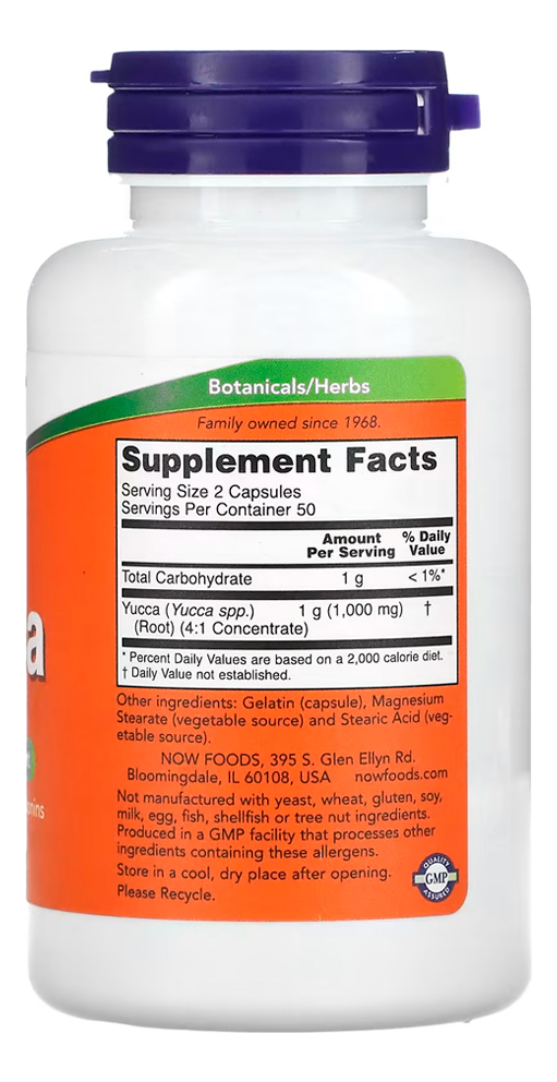 Yucca 500mg Now Foods 100 Cáps + Porta Cápsulas - Imagem 3