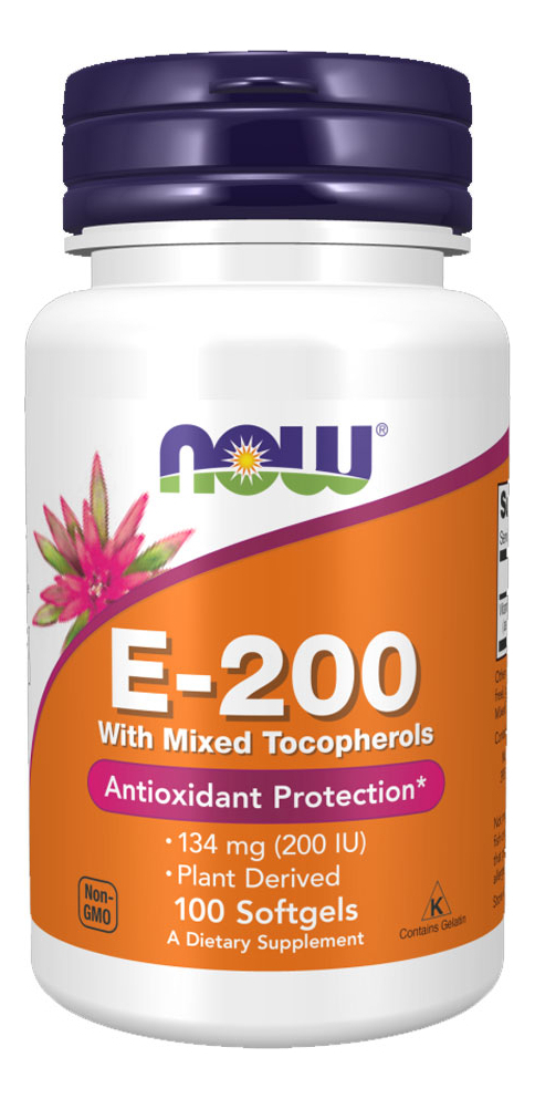 Vitamina E-200 Now Foods Tocoferóis 100sof Sabor N/a