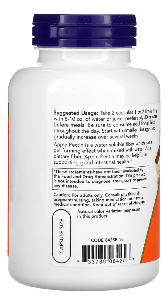 Pectina De Maçã 700mg 120 Cáps Importado 4un Now Foods - Imagem 3