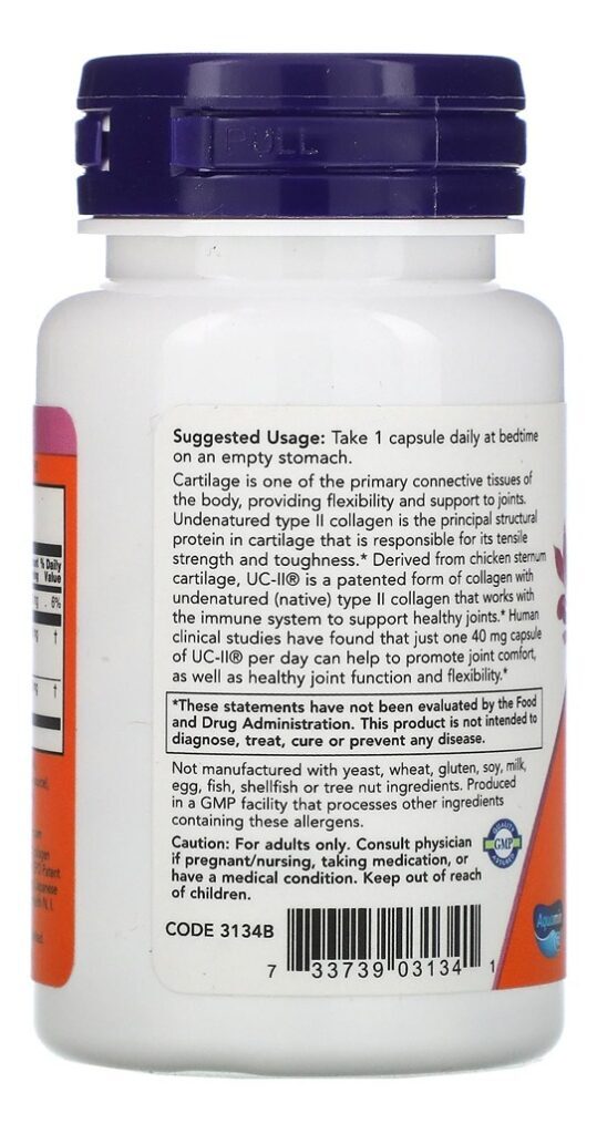 Colágeno Tipo 2 Uc-ii 40mg Now Foods 60 Veg Caps 2un - Imagem 5