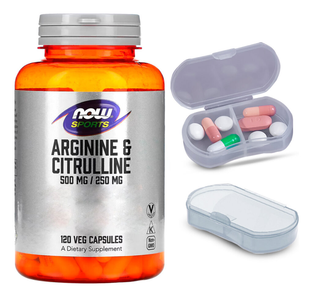 Arginina 500mg E Citrulina Now Foods 120cáp + Porta Cápsulas