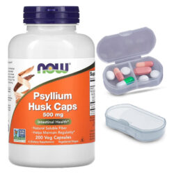 Fibra De Psyllium 500mg Now Foods 200 Cáps + Porta Cápsulas