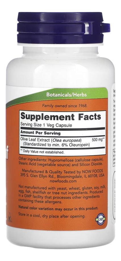 Extrato Folha Olive 500mg Now Foods 60 Cáps + Porta Cápsulas - Imagem 2