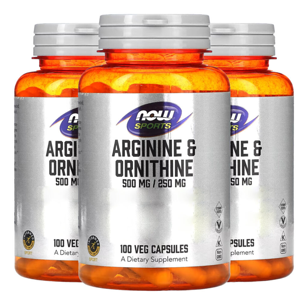 Arginina E Ornitina 500/250mg Now Foods 100cáp Importado 3un