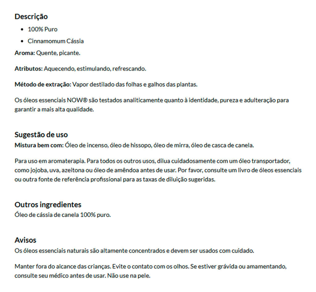 Óleo Canela E Cássia Now Foods 30 Ml Puro Importado - Imagem 4
