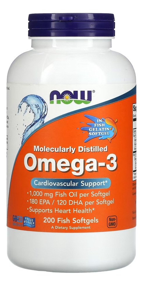 Ômega-3 1.000mg Now Foods 180/120 200caps Softgels Sabor Sem Sabor