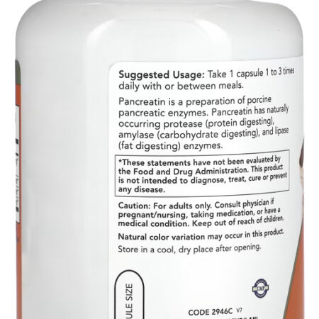 Pancreatina 200mg Now Foods 250veg Cáps Importado 4un - Imagem 4