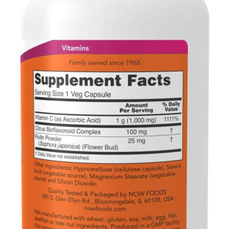 Vitamina C-1000mg Now Foods 100mg Bioflavonóides 250caps 5un - Imagem 4