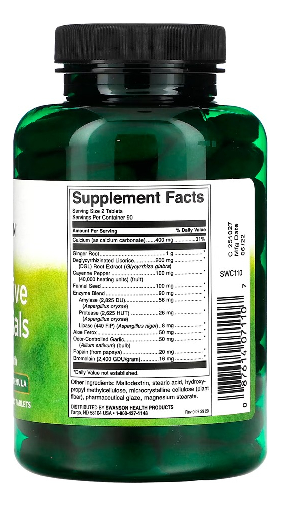 Enzimas Digestivas Swanson Essentials 180tabs+porta Cápsulas - Imagem 3