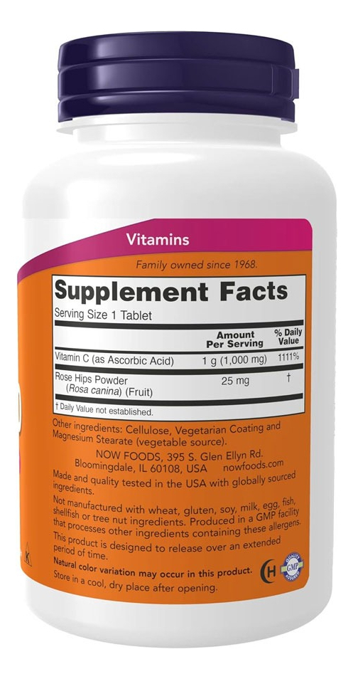 Vitamina C E Rosa Mosqueta Now Foods 100tab + Porta Cápsulas - Imagem 2
