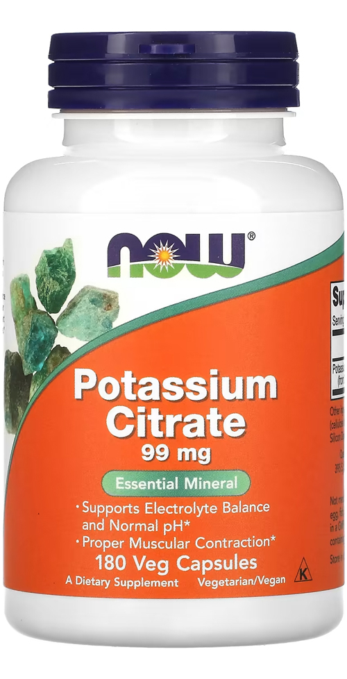Citrato De Potássio 99mg 180veg Caps Nowfoods Importado