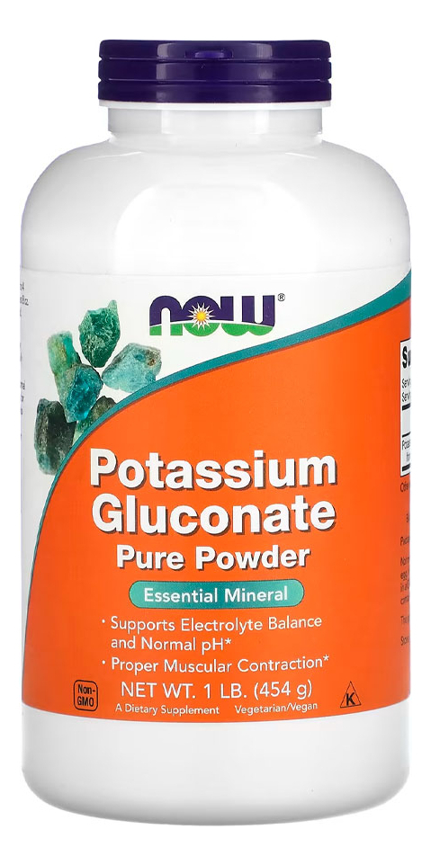 Potássio Gluconato Pó Now Foods 454 Gramas Importado