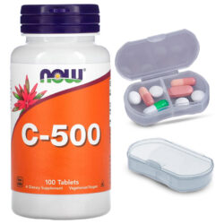 Vitamina C + Rosa Mosqueta Now Foods 100tab + Porta Cápsulas