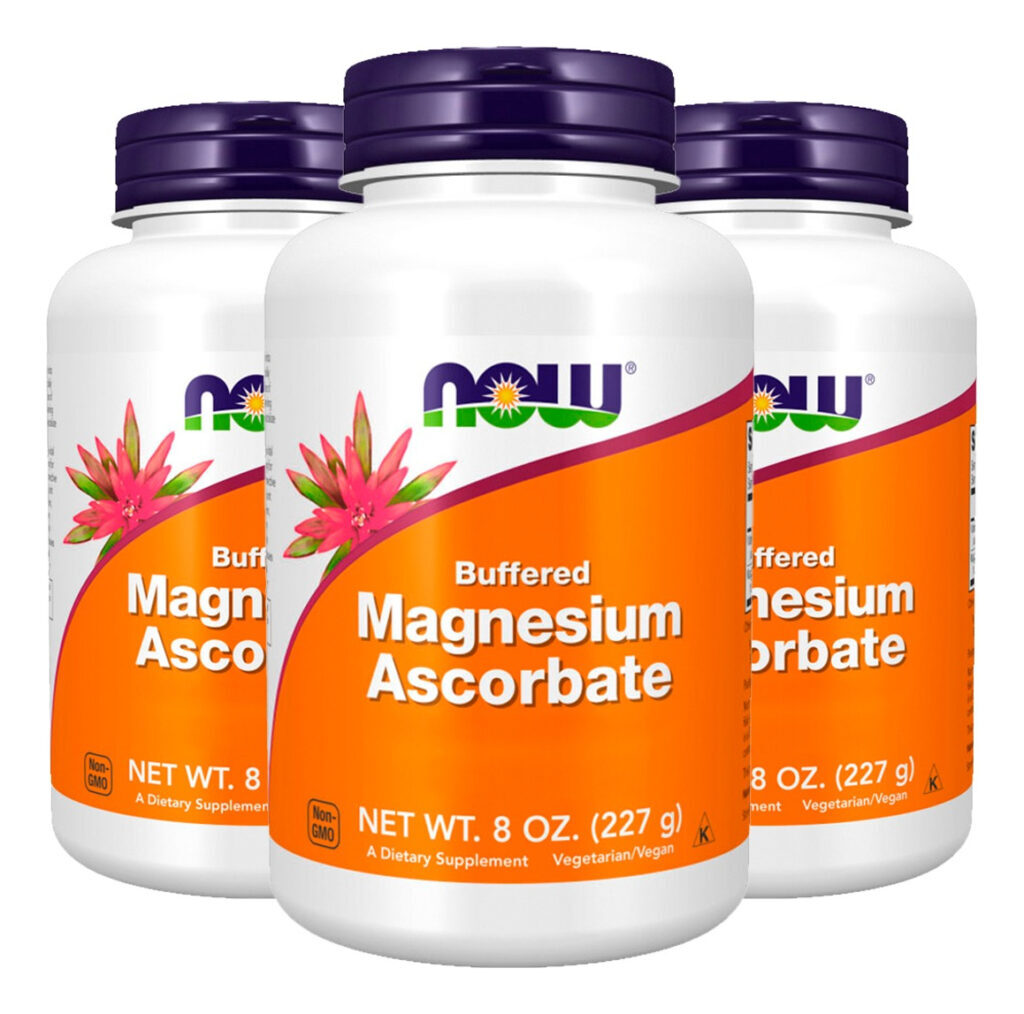 Ascorbato Magnésio Pó + Vit C 227g Importado 3un Now Foods