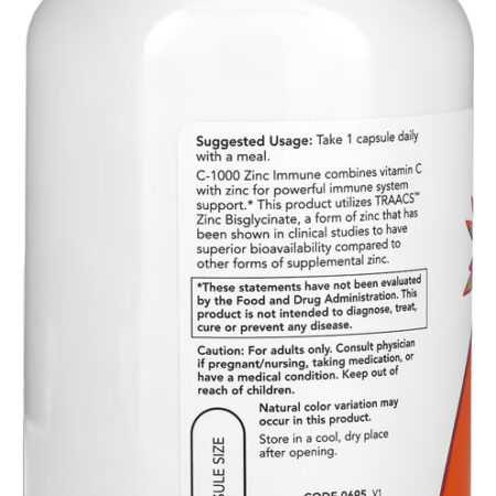 Zinco Imune E Vitamina C Now Foods 180veg Caps Importado 3un - Imagem 4