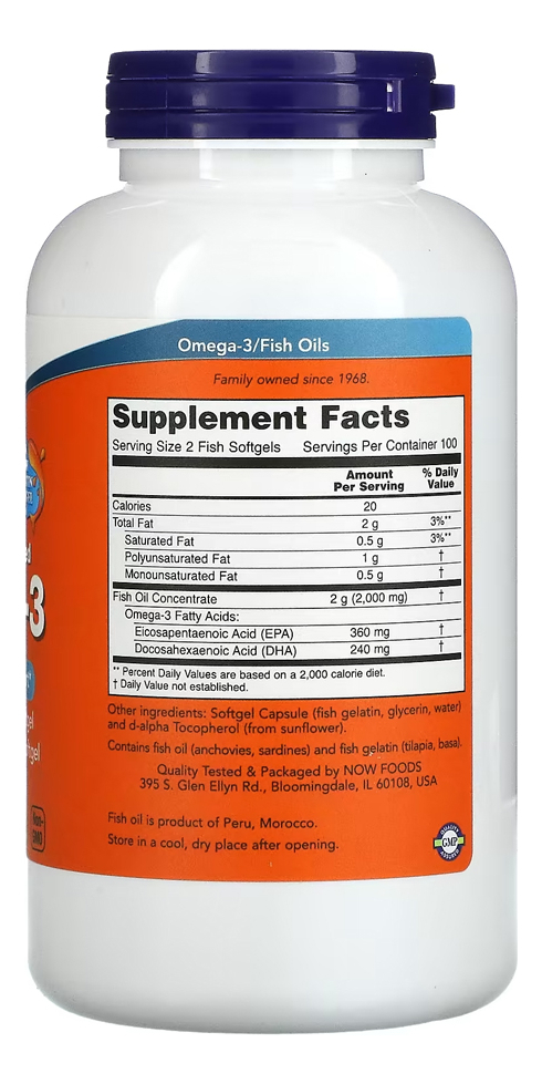 Ômega-3 1000mg Now Foods 180/120 200cáps Soft Importado 5un - Imagem 3