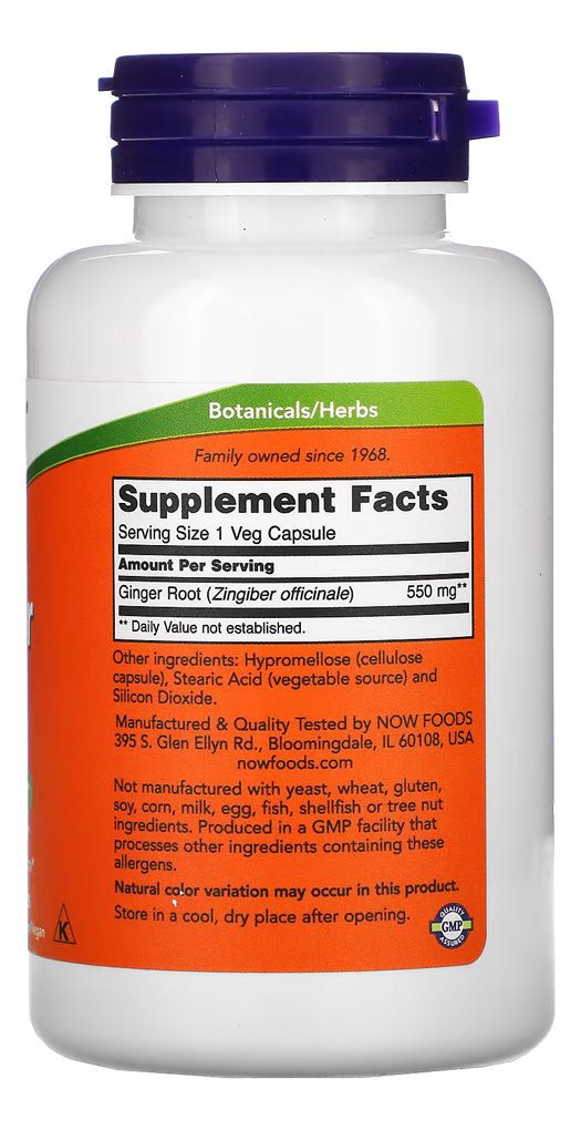 Raiz De Gengibre 550mg Now Foods 100 Caps + Porta Cápsulas - Imagem 2
