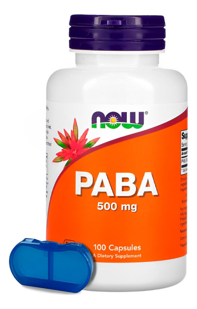 Paba 500mg Now Foods 100 Cápsulas Porta Cápsulas