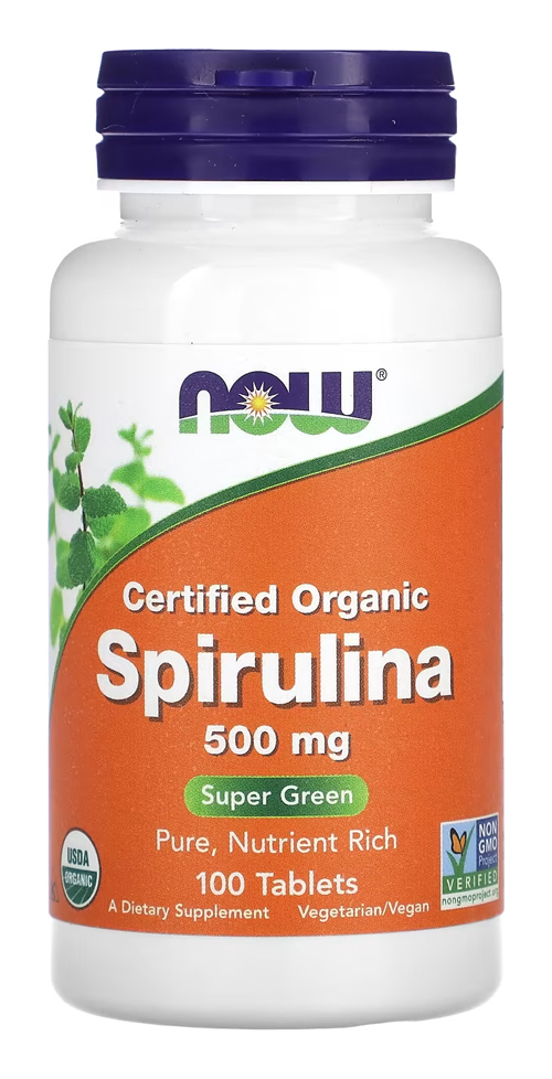 Spirulina Orgânica 500mg Now Foods 100 Tablets Importado Eua
