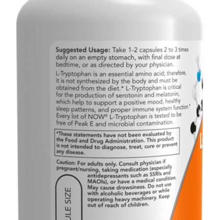 L-triptofano 500mg Now Foods L-tryptophan 120 Veg Caps 3un - Imagem 5