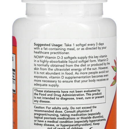 Now Foods Vitamina D3 250mcg Alta Potência 240 Softgels 4un - Imagem 5