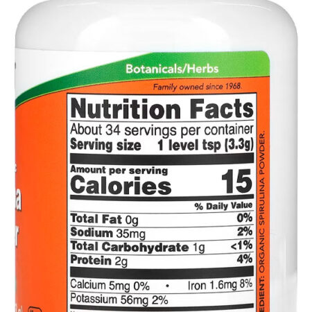 Now Foods Spirulina Em Pó 113g Orgânico - Imagem 3