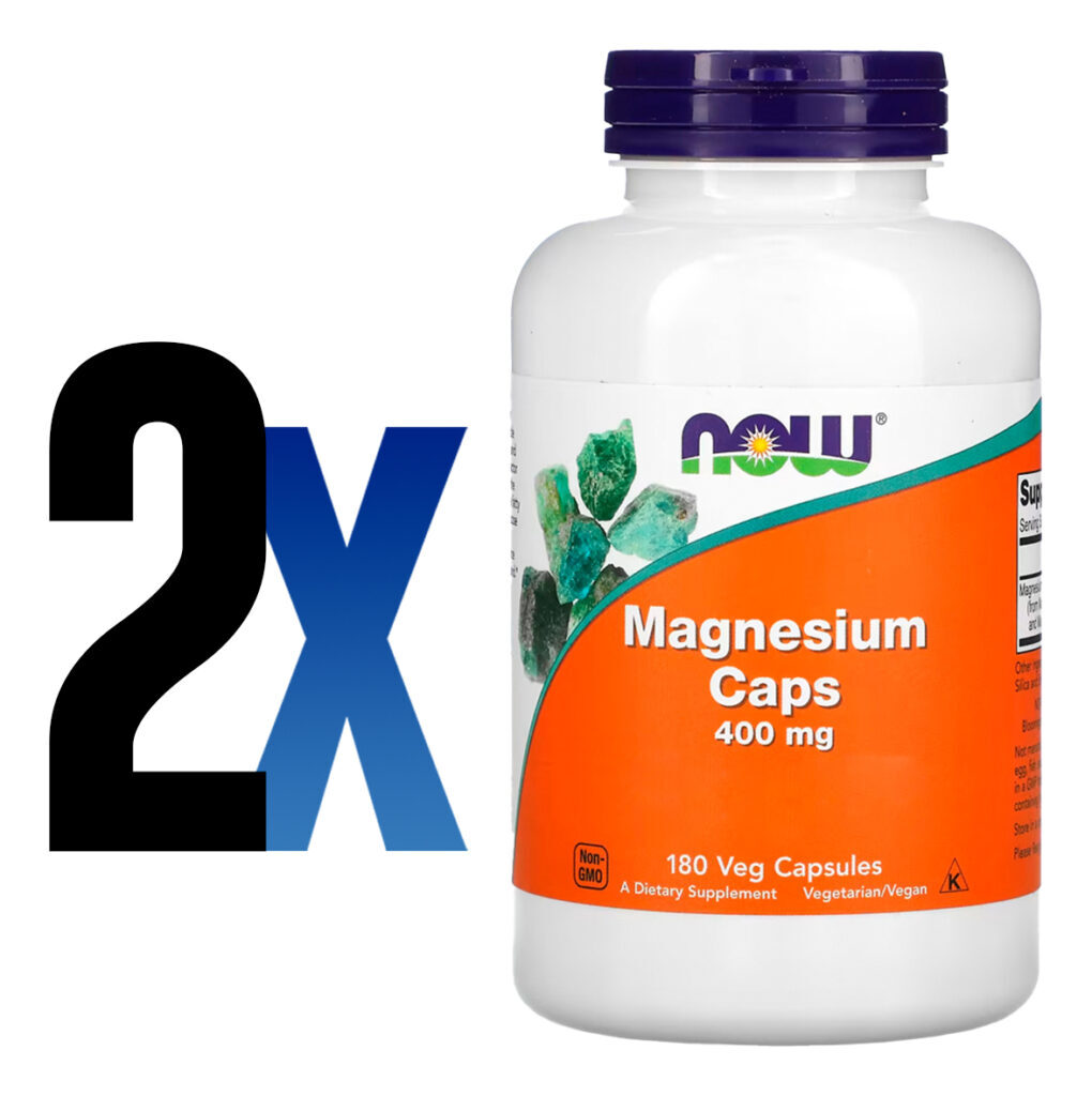 Magnésio Magnesium 400mg 180veg Cáps Importado 2un Now Foods - Imagem 2