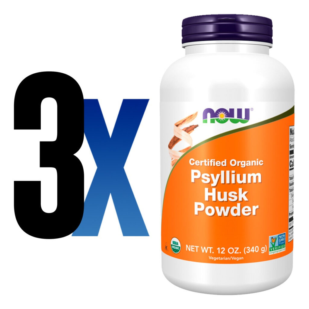 Pó Casca Psyllium 340g Orgânico Importado 3un Now Foods - Imagem 2