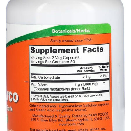 Pau D'arco 500mg 100 Cáps Importado 3un Now Foods - Imagem 4