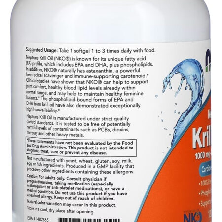Óleo Krill 1000mg Now Foods Dupla Força 120sft - Imagem 3