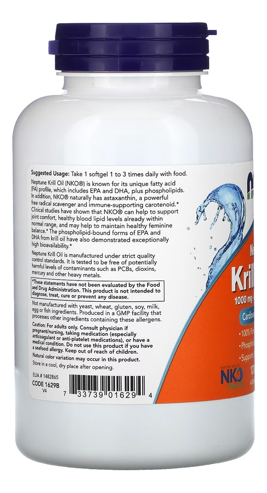 Óleo Krill 1000mg Now Foods Dupla Força 120sft - Imagem 3