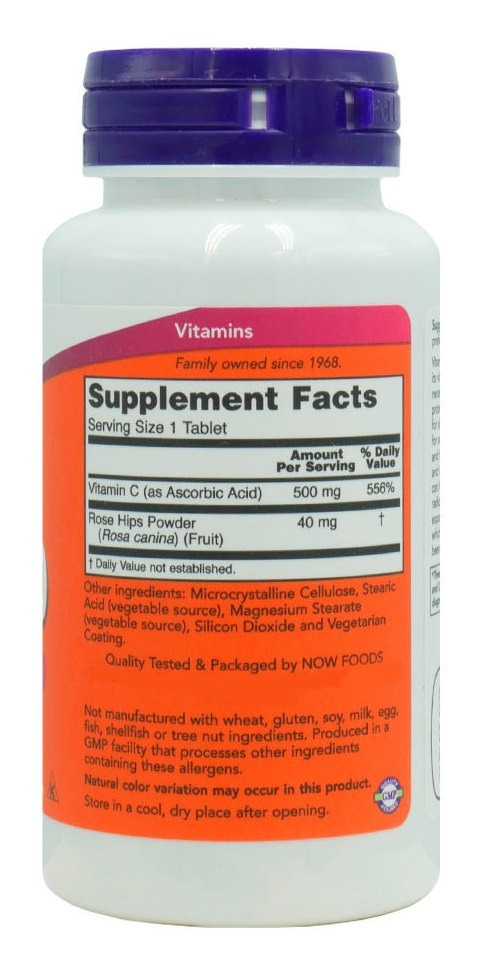 Vitamina C 500mg Com Rosa Mosqueta Now Foods 100tab - Imagem 3